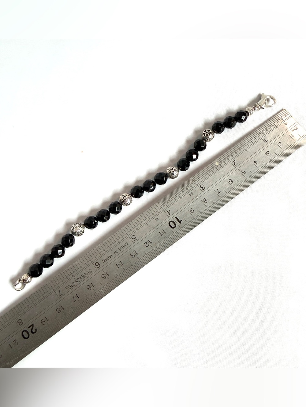 JAI Faceted Black Onyx Bead Bracelet with Sterling Silver Accent Beads (NEW) - Picture 5 of 5